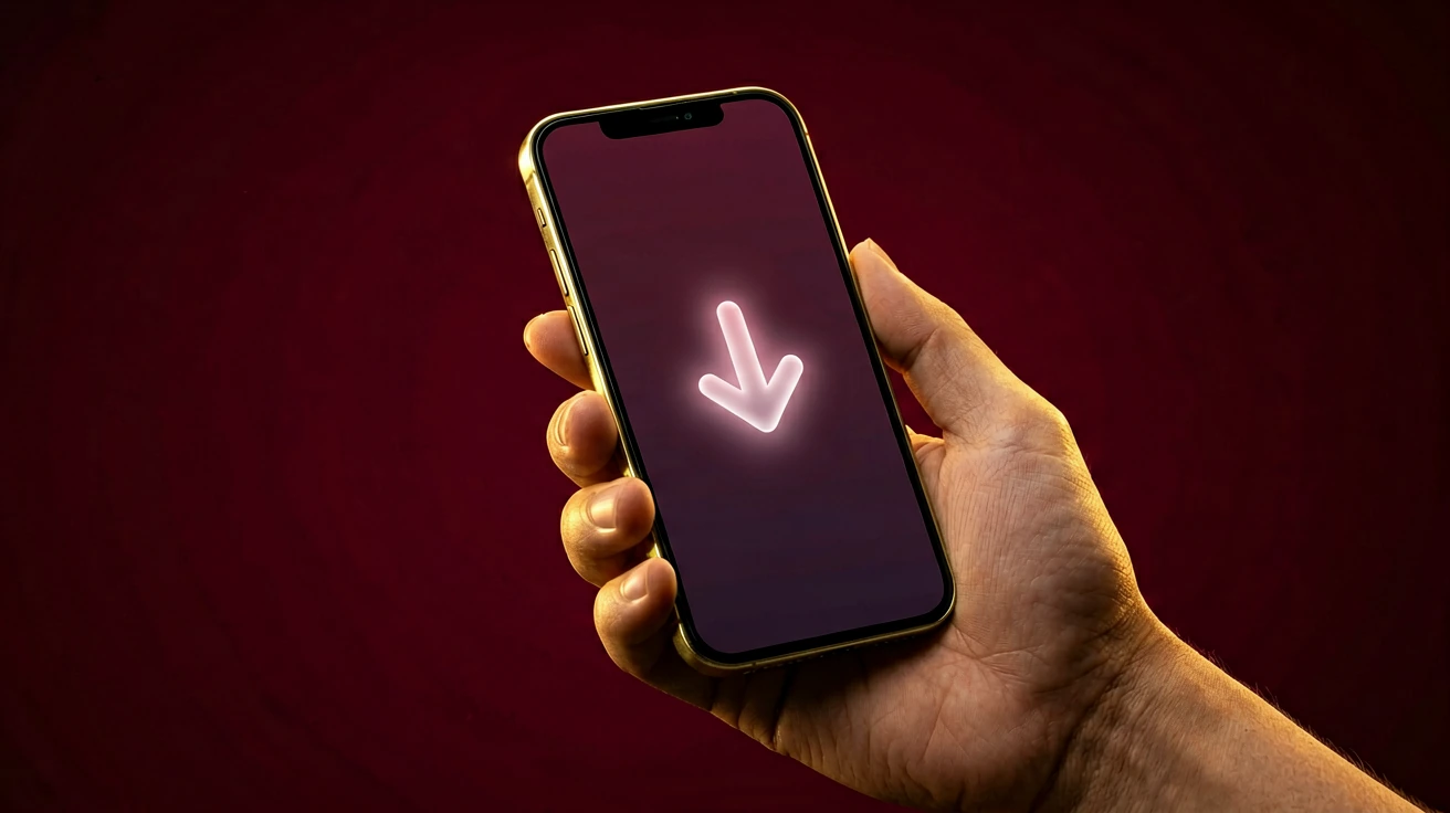 မိုဘိုင်းဖုန်းဖြင့် Stake mobile web app ကို ဖွင့်နေသည့် ပုံသဏ္ဌာန်၊ brass-gold အရောင်တောက်ပသော UI