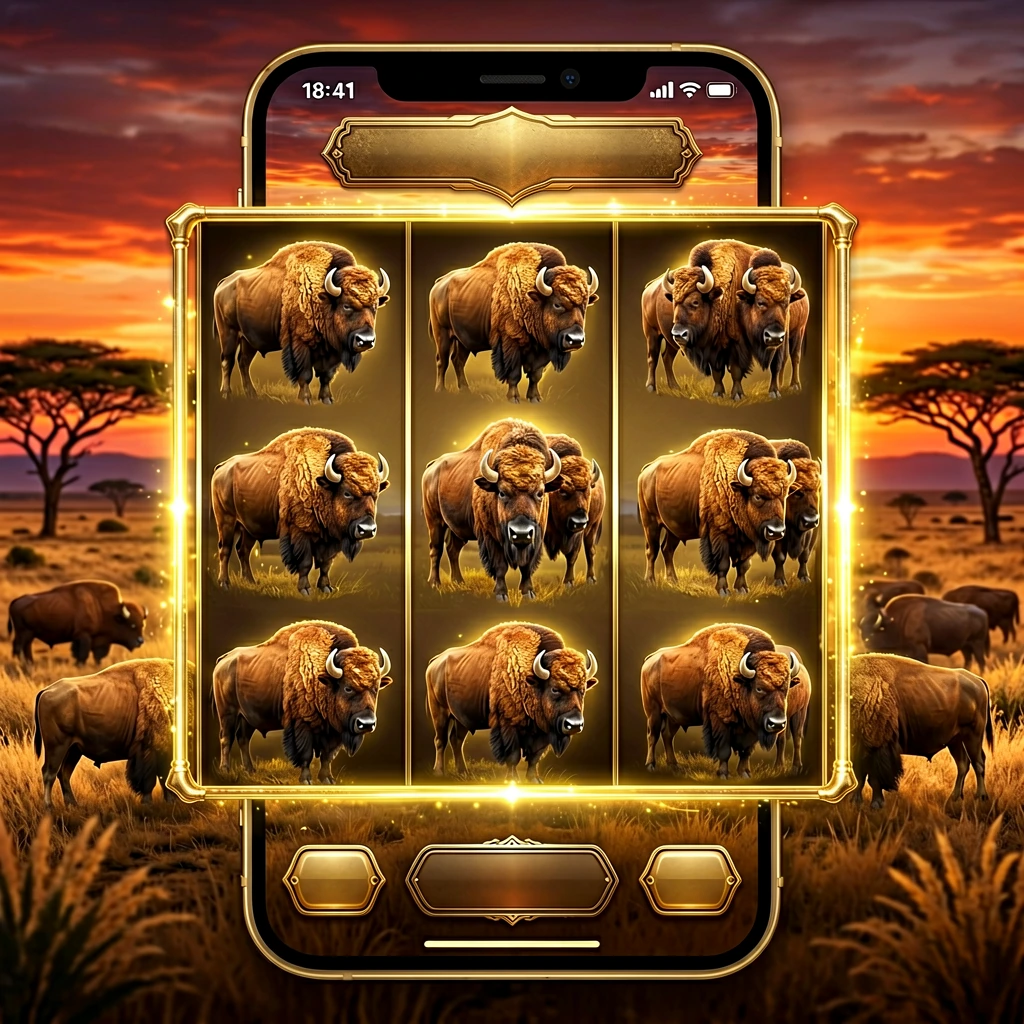 Buffalo King Megaways ဂိမ်း သရုပ်ဖော်ပုံ - ကျားရိုင်း ရိုင်း theme