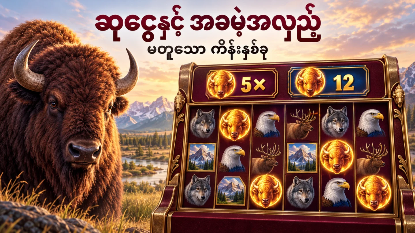 Buffalo King Megaways ၏ ဆုငွေအဆနှင့် အခမဲ့အလှည့်ကို သီးခြားကောင်တာနှစ်ခုဖြင့် ပြထားသော သရုပ်ဖော်ပုံ